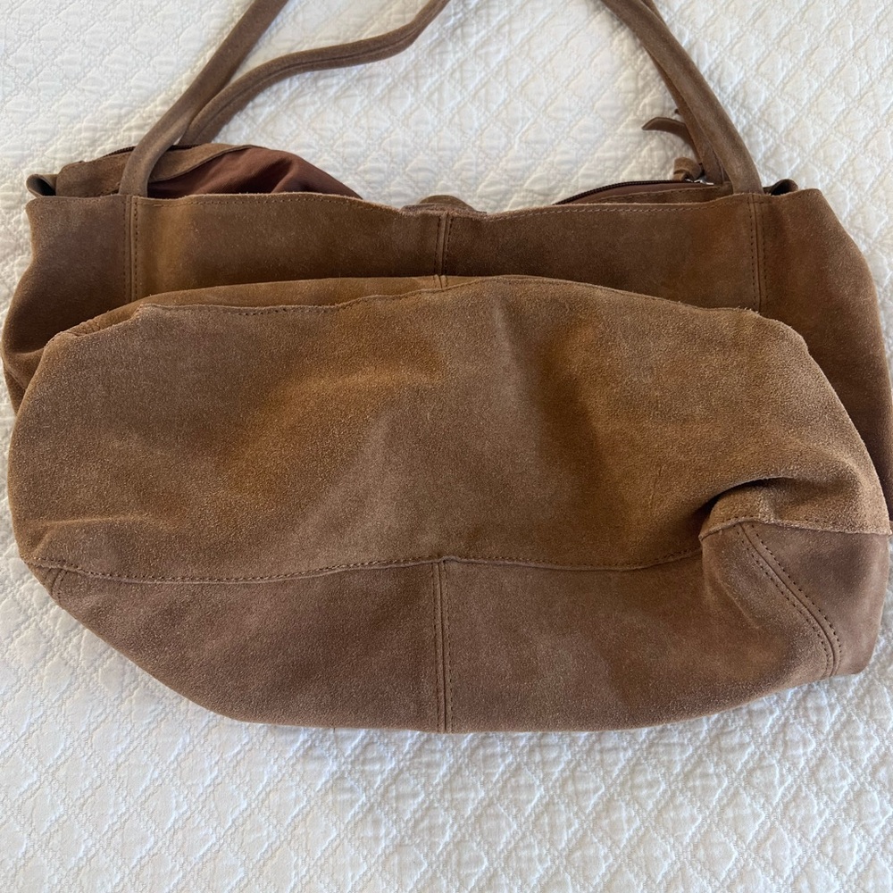 Mango Brown Leather Suede Tote Bag - Picture 3 of 6